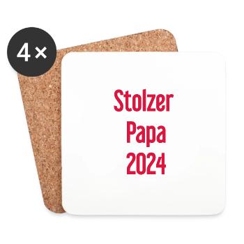 Proud Dad 2024 – for new fathers - Coasters (set of 4) - white - Front