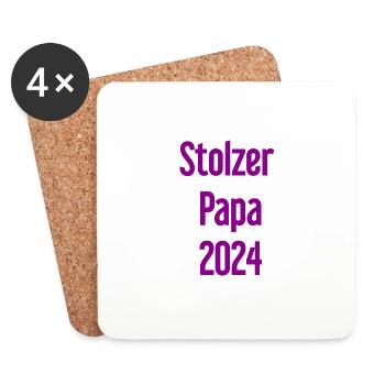 Proud Dad 2024 – for new fathers - Coasters (set of 4) - white - Front