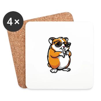 Hamster Cool Tier - Untersetzer (4er-Set) - Weiß - Vorne