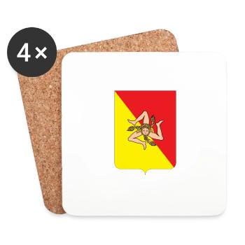 Armoiries de la Sicile avec Trinacria - Dessous de verre (lot de 4) - blanc - Devant