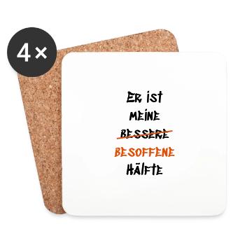 Er ist meine besoffene Hälfte - Untersetzer (4er-Set) - Weiß - Vorne