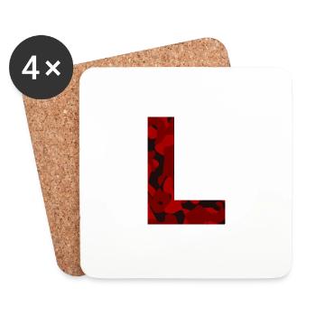 Letter L Red Camo Design - Coasters (set of 4) - white - Front