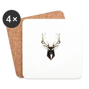 Minimalistischer Hirsch - Untersetzer (4er-Set) - Weiß - Vorne
