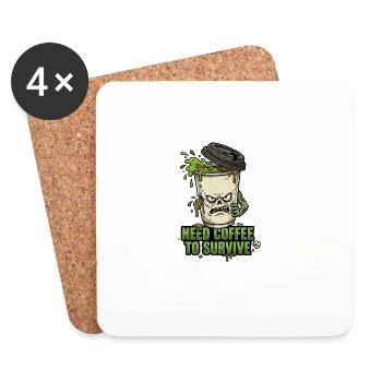 Café Zombie Need Coffee - Dessous de verre (lot de 4) - blanc - Devant