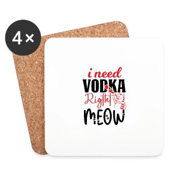 I need vodka really meow funny and sweet cat - Coasters (set of 4) - white - Front