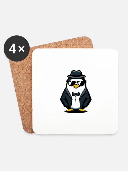 Pinguin - Untersetzer (4er-Set) - Weiß