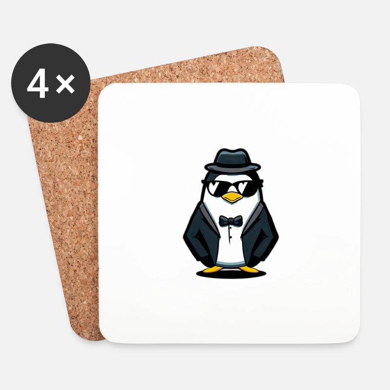 Pinguin - Untersetzer (4er-Set) - Weiß
