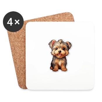 Cute Baby Yorkshire Terrier Dog - Coasters (set of 4) - white - Front