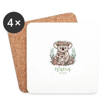 Mama Est. 2024 Koala câlin Couronne florale nouvelle maman - Dessous de verre (lot de 4) - blanc - Devant