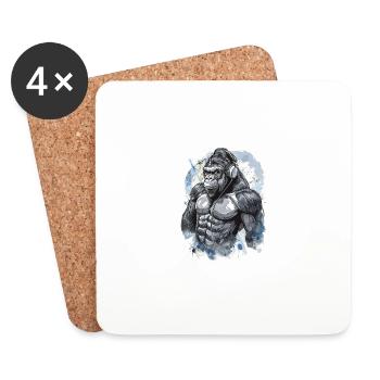 Muscle Gorilla Beats Gym Motivation - Untersetzer (4er-Set) - Weiß - Vorne