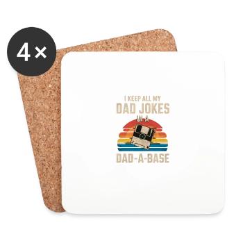 I Keep All My Dad Jokes In A Dad-A-Base Fathers - Coasters (set of 4) - white - Front