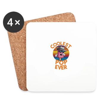 Pop le plus cool de tous les temps Papa popsicle amusant - Dessous de verre (lot de 4) - blanc - Devant