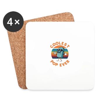 Pop le plus cool de tous les temps Papa popsicle amusant - Dessous de verre (lot de 4) - blanc - Devant