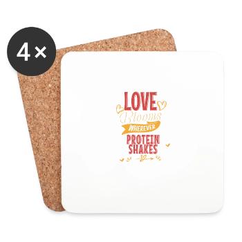 Love Blooms Wherever Protein Shakes Are Found - Coasters (set of 4) - white - Front