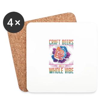 Les bières artisanales sont tout un art de la rose - Dessous de verre (lot de 4) - blanc - Devant