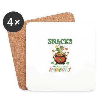 St. Patricks Day Snacks sind besser als Regenbögen - Untersetzer (4er-Set) - Weiß - Vorne