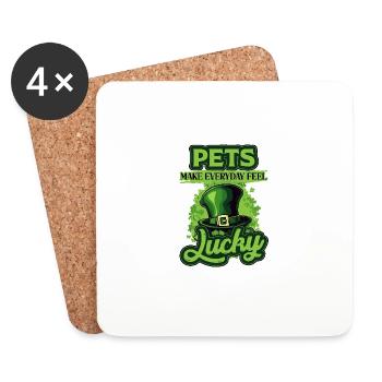 Les animaux de compagnie de la Saint-Patrick font que chaque jour se sent chanceux - Dessous de verre (lot de 4) - blanc - Devant