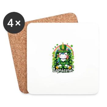 Lepricorn St Patrick's Day Unicorn Shamrock - Coasters (set of 4) - white - Front