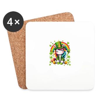 Lepricorn-Magie zum St. Patrick's Day - Untersetzer (4er-Set) - Weiß - Vorne