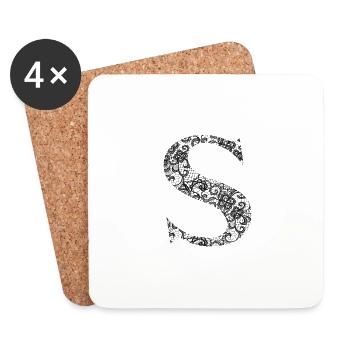 S Lace Letter Spitzen Buchstabe - Coasters (set of 4) - white - Front