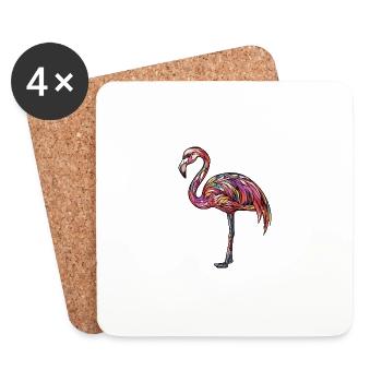 Flamingo Colorful - Coasters (set of 4) - white - Front