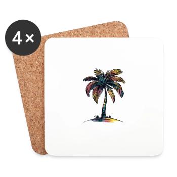 Palme Strand - Untersetzer (4er-Set) - Weiß - Vorne