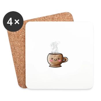 Kawaii Mug - Dessous de verre (lot de 4) - blanc - Devant