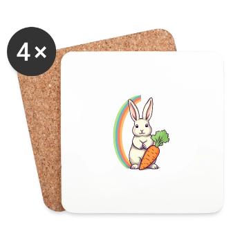 Lapin de la fierté - Dessous de verre (lot de 4) - blanc - Devant