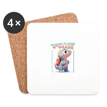 Rawr T Rex Dinosaur Kids - Ich bin bereit, den 4. Platz zu vernichten - Untersetzer (4er-Set) - Weiß - Vorne