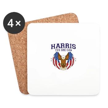 Kamala Yes She Can 2024 - Kamala For President - Coasters (set of 4) - white - Front