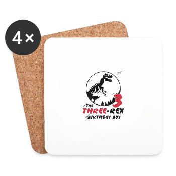 Anniversaire Garçon Trois Rex 3 Dinosaure 3 Enfants - Dessous de verre (lot de 4) - blanc - Devant