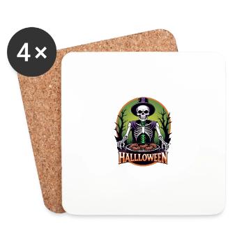 Halloween grillades grillades Master cadeau squelette - Dessous de verre (lot de 4) - blanc - Devant
