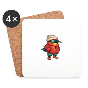 Hummingbird Bird Winter - Coasters (set of 4) - white - Front
