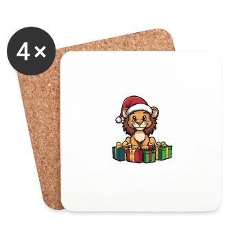 Cadeaux de bande dessinée de Noël Lion - Dessous de verre (lot de 4) - blanc - Devant