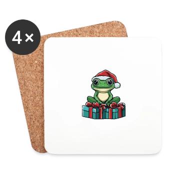 Grenouille Noël Bandes dessinées Cadeaux - Dessous de verre (lot de 4) - blanc - Devant