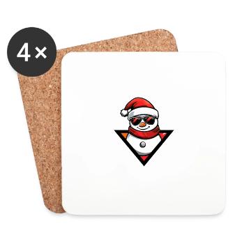 Schneemann Weihnachten Cool - Untersetzer (4er-Set) - Weiß - Vorne
