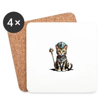 Chat Pharaon Chat Égypte Pyramide Cadeau - Dessous de verre (lot de 4) - blanc - Devant