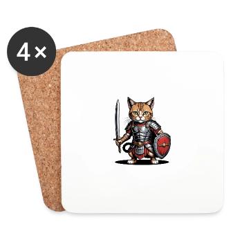 Cat Roman Warrior Cat Gift - Coasters (set of 4) - white - Front