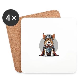 Chien Chevalier Guerrier Chien Cadeau Guerrier Chevalier - Dessous de verre (lot de 4) - blanc - Devant