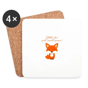 Fox, Peace, Little Fox, Illustration - Coasters (set of 4) - white - Front