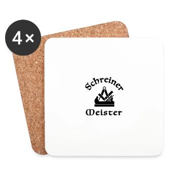 Schreiner Zunftzeichen Schwarz Meister - Untersetzer (4er-Set) - Weiß - Vorne