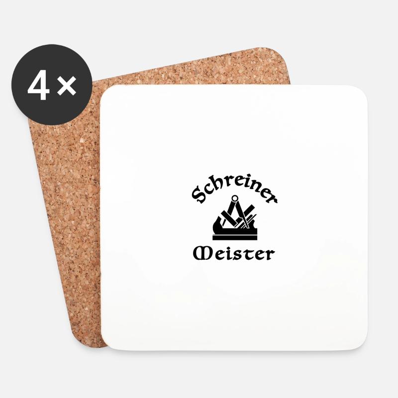 Schreiner Zunftzeichen Schwarz Meister - Untersetzer (4er-Set) - Weiß