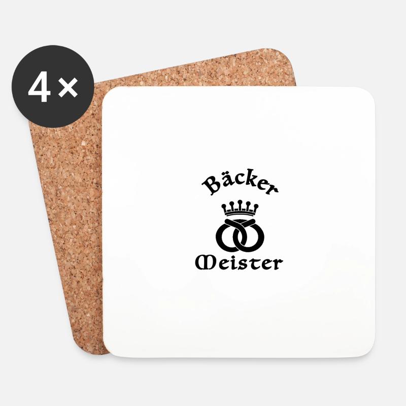 Bäckermeister Zunftzeichen Schwarz - Untersetzer (4er-Set) - Weiß