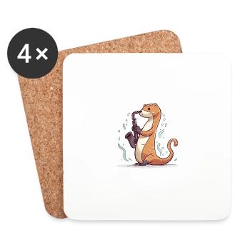 Saxophone Loutre - Dessous de verre (lot de 4) - blanc - Devant