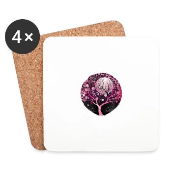 Nature Geometry Cherry Blossom - Coasters (set of 4) - white - Front