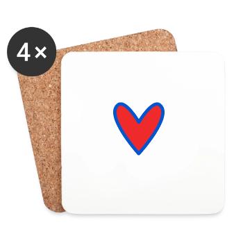 HERZ. PAAR. GERADE VERHEIRATET. Junggesellinnenabschied. VALENTINSTAG. - Untersetzer (4er-Set) - Weiß - Vorne