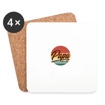 Papa seit 1981 Retro-Vintage-Sonnenuntergangsdesign - Untersetzer (4er-Set) - Weiß - Vorne