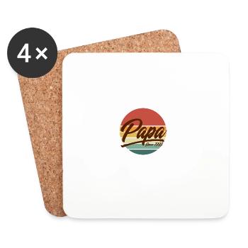 Papa depuis 1993 Typographie rétro du coucher du soleil Art - Dessous de verre (lot de 4) - blanc - Devant