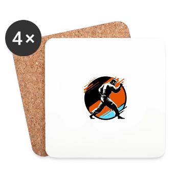 judoka - Dessous de verre (lot de 4) - blanc - Devant