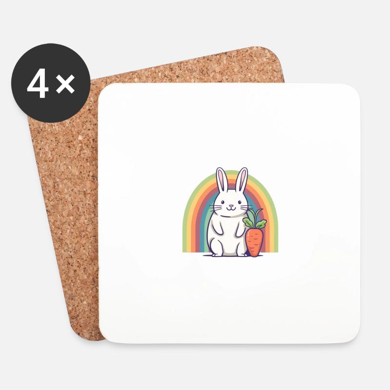 Rainbow Rabbit - Coasters (set of 4) - white